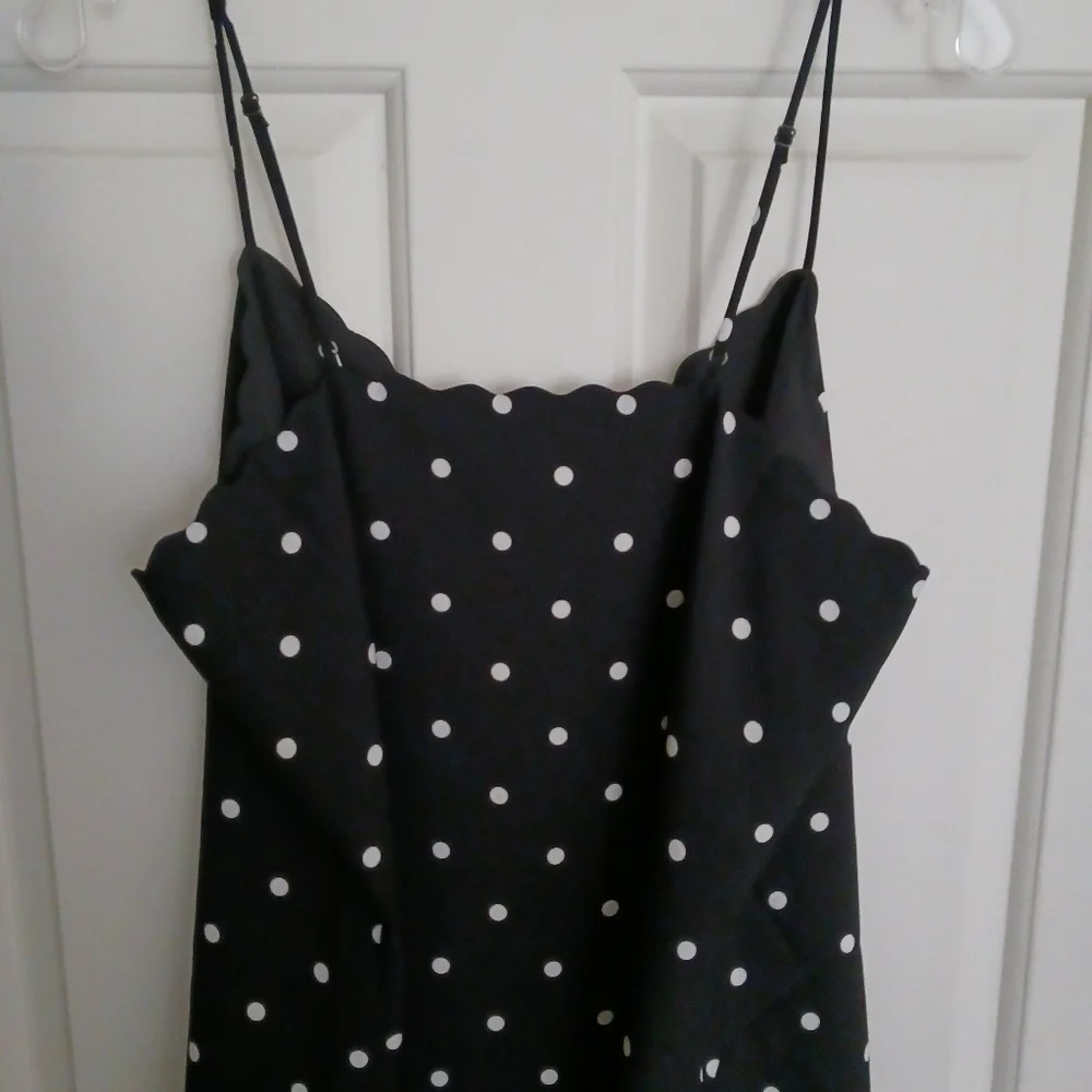 J Crew Black with White Polka Dot Camisole Size 12 - Picture 2 of 8